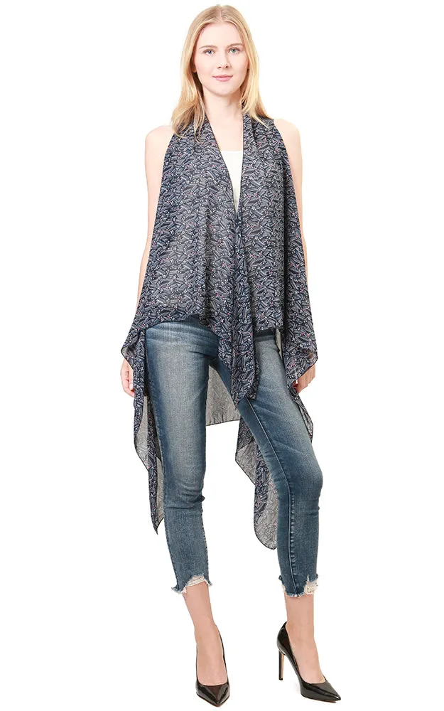 VP8762 Navy Geometric Pattern Design Scarf Vest