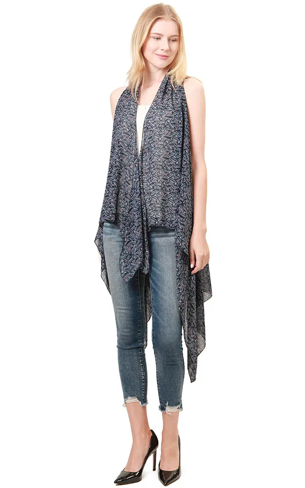 VP8762 Navy Geometric Pattern Design Scarf Vest