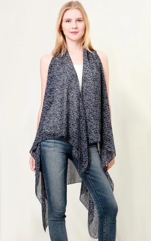 VP8762 Navy Geometric Pattern Design Scarf Vest