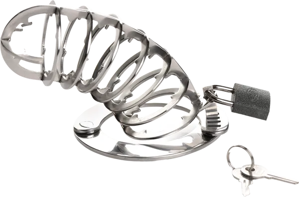 Xr Brands Stainless Steel Spiked Chastity Cage